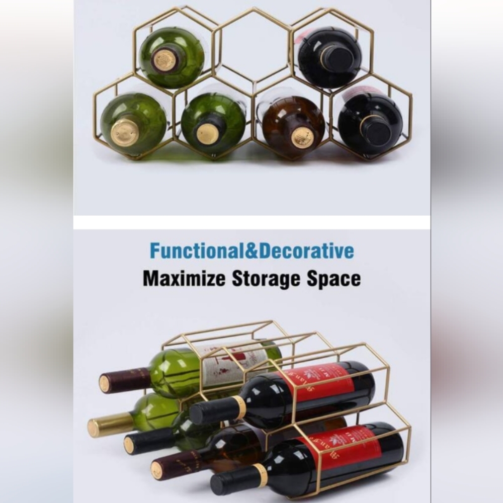 Gold Hexagonal Wine Rack - Picture 6 of 6